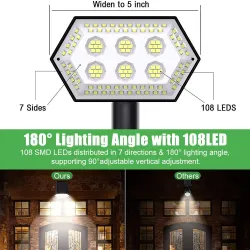 Solcelledrevet lys - landskapsspotlights - 4 lysmoduser - 108 LED - IP65 vanntett