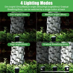 Lampe solaire - spots paysagers - 4 modes d'éclairage - 108 LED - étanche IP65