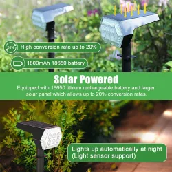 Lampe solaire - spots paysagers - 4 modes d'éclairage - 108 LED - étanche IP65