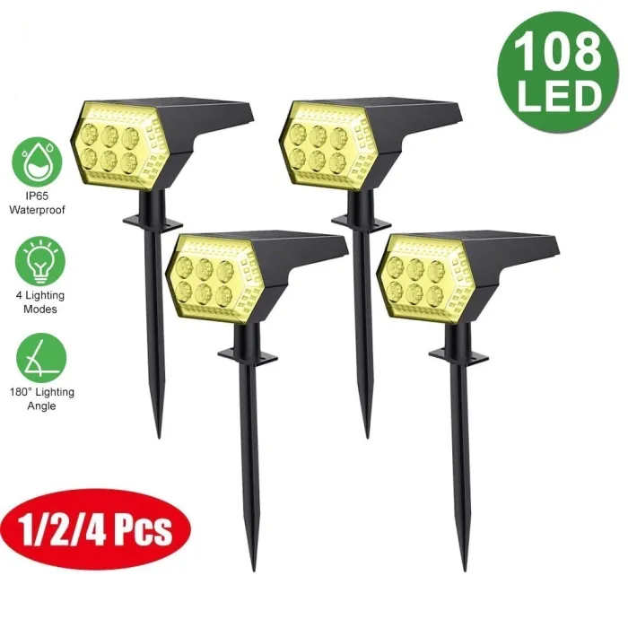 Solar powered light - landscape spotlights - 4 lighting modes - 108 LED - IP65 waterproofSolar lighting