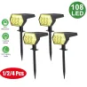 Solcelledrevet lys - landskapsspotlights - 4 lysmoduser - 108 LED - IP65 vanntett