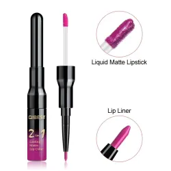 Lápiz labialLápiz labial 2 en 1 - doble cabezal - lápiz labial líquido mate y perfilador de labios - a prueba de agua
