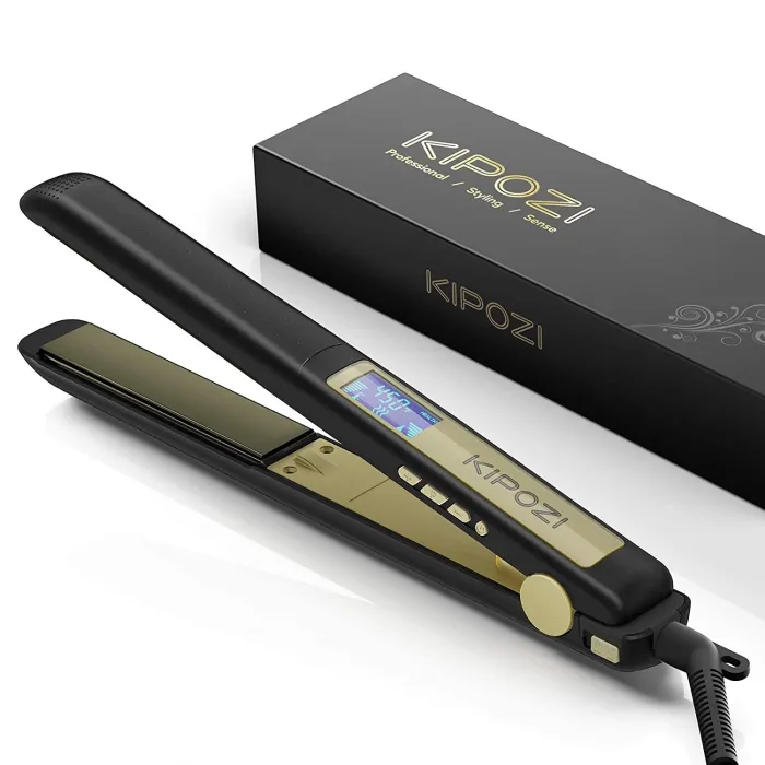 2 i 1 professionell plattång - locktång - titan - LCD digital display