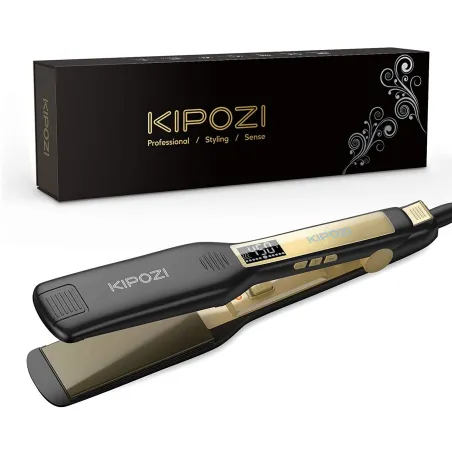 2 i 1 professionell bred plattång - curler - digital LCD-skärm - dubbel spänning