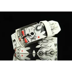 CinturonesCinturón de cuero de moda - hebilla de metal - estilo punk - patrón de calavera / esqueleto - unisex