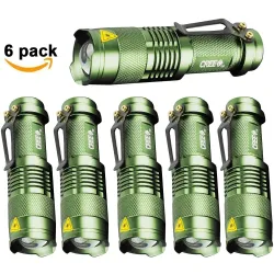 LinternasPotente linterna táctica - LED - 3 modos - con zoom - 1 - 6 piezas