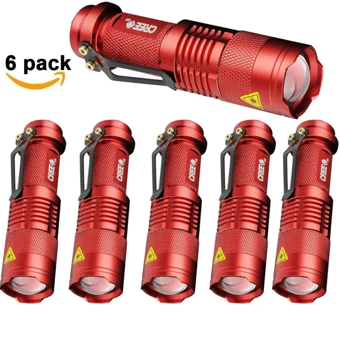 Lampe de poche tactique puissante - LED - 3 modes - zoomable - 1 - 6 pièces