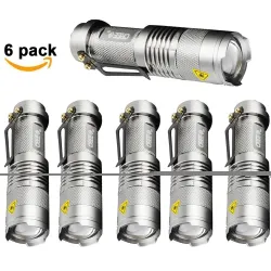 Tehokas taktinen taskulamppu - LED - 3 tilaa - zoomattava - 1 - 6 kpl