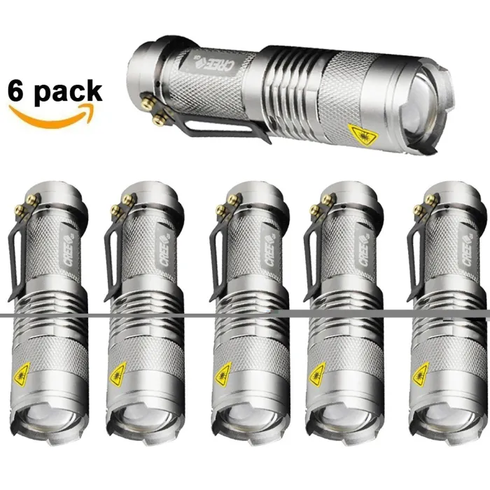 Powerful tactical flashlight - LED - 3 modes - zoomable - 1 - 6 piecesTorches