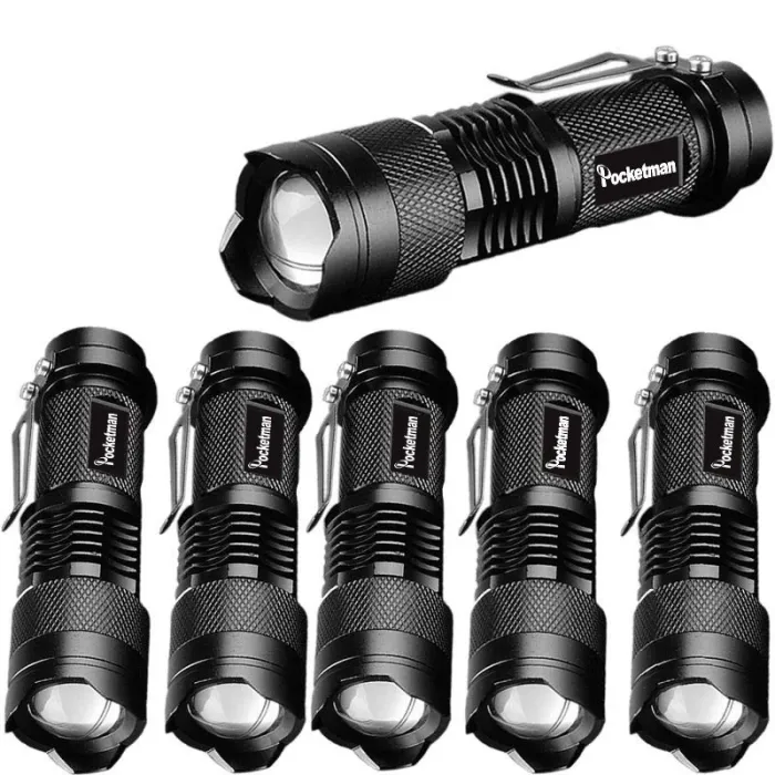 Powerful tactical flashlight - LED - 3 modes - zoomable - 1 - 6 piecesTorches
