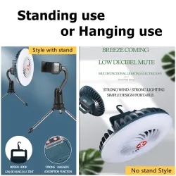 Campingventilator mit Licht - tragbare Lampe - LED - USB