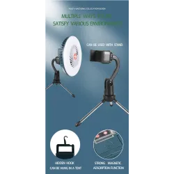 Ventilateur de camping avec lumière - baladeuse - LED - USB