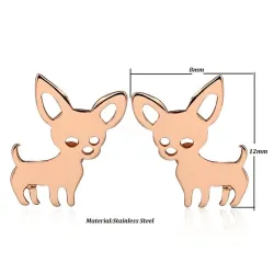 Små ørestikker - hundeformet - rustfrit stål