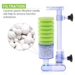 Akvariumluftpump - biokemiskt filter - dubbel skumsvamp - ultra tyst