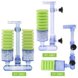 Akvarieluftpumpe - biokjemisk filter - dobbel skumsvamp - ultra stillegående
