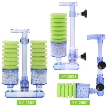 Akvariumluftpump - biokemiskt filter - dubbel skumsvamp - ultra tyst