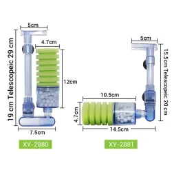 Akvariumluftpump - biokemiskt filter - dubbel skumsvamp - ultra tyst
