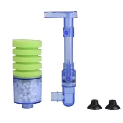 Akvariumluftpump - biokemiskt filter - dubbel skumsvamp - ultra tyst