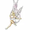 Elegant silverhalsband - rosa blomsterälva - änglavingar - kärlekshjärta