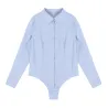 Elegant bodysuits - long sleeve blouse - with buttonsBlouses & shirts