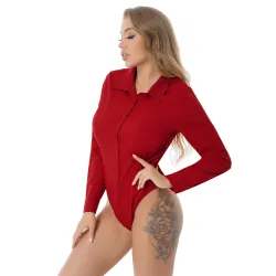 Elegant bodysuits - long sleeve blouse - with buttonsBlouses & shirts