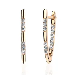 Fashionable V shaped earrings - with cubic zirconiaEarrings