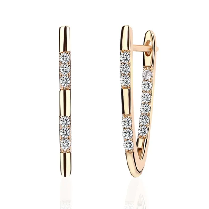 Fashionable V shaped earrings - with cubic zirconiaEarrings