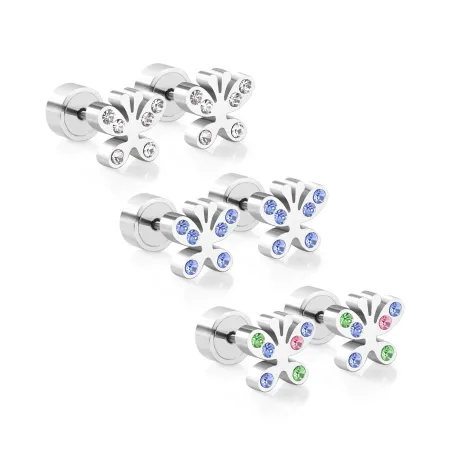 Små øredobber - med cubic zirconia - sommerfugler - hjerter - stjerner