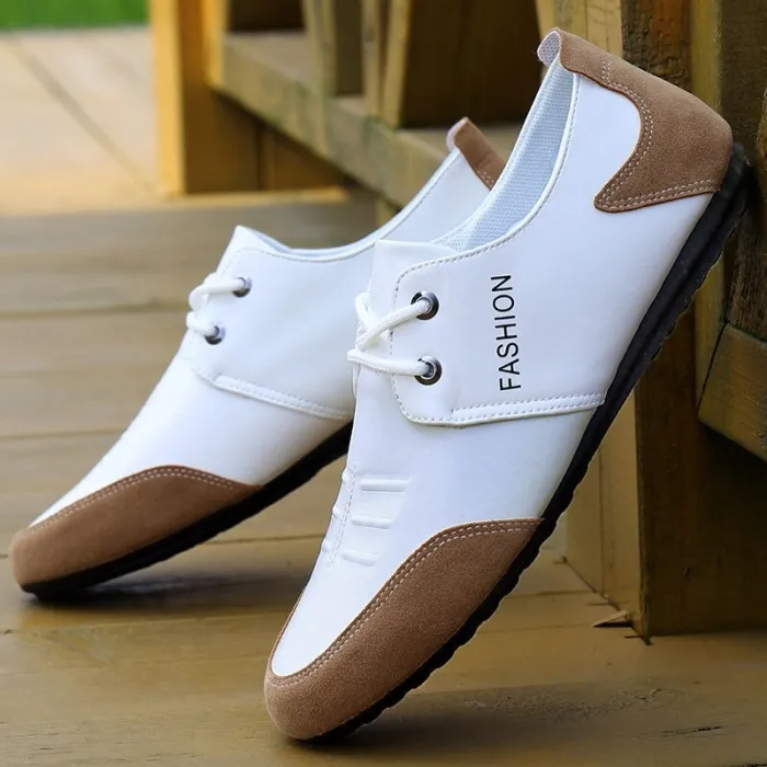 Modne buty męskie - mokasyny - antypoślizgowe - skóra naturalnaButy