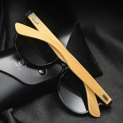 Classic retro sunglasses - bamboo wood - UV400 - unisexSunglasses