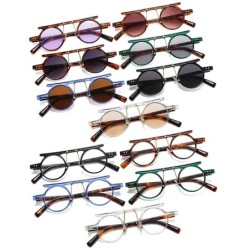 Modne małe okrągłe okulary przeciwsłoneczne - gradalne soczewki - dwukolorowe - nity - UV400Okulary Przeciwsłoneczne