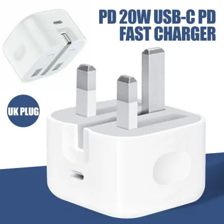 PD 20W - USB-C PD - 100-240V - snabbladdare - UK kontakt