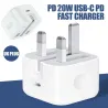 PD 20W - USB-C PD - 100-240V - hurtigoplader - UK stik