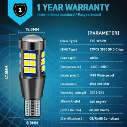 Bilbackljus - LED-lampa - 1156 BA15S - 7440 W21W - T15 W16W - 2 st