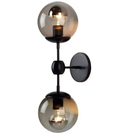 Kinkiet retro - lampa żelazna z kulą szklaną - pojedyncza / podwójna głowica - E27Kinkiety