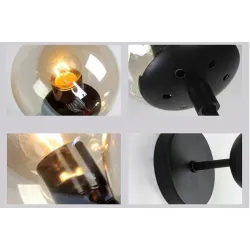 Kinkiet retro - lampa żelazna z kulą szklaną - pojedyncza / podwójna głowica - E27Kinkiety