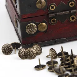 MueblesLatón envejecido - clavos de tapicería - pasadores de presión decorativos - 100 piezas