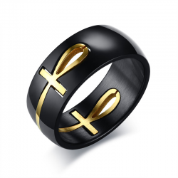 Cruz egipcia móvil - anillo de acero inoxidable