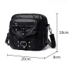 Bolsa pequena de ombro / cintura - couro - rebites - zíperes