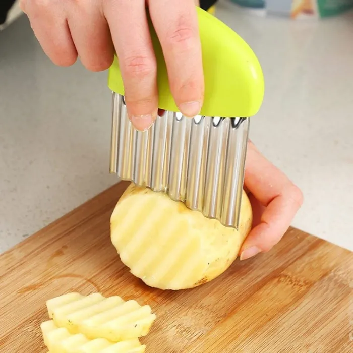 Potetskjærer - chips - pommes frites - bølget kniv - rustfritt stål