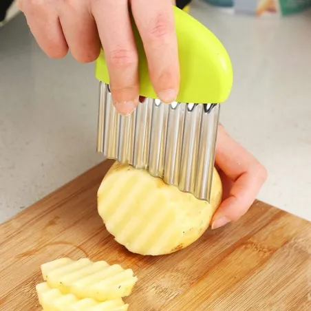 Coupe pomme de terre - chips - friteuse - couteau ondulé - inox