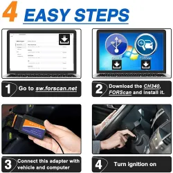 ELM327 - USB V1.5 - med HS / MS CAN switch - FORSCAN OBD2 scanner - USB adapter - kodläsare