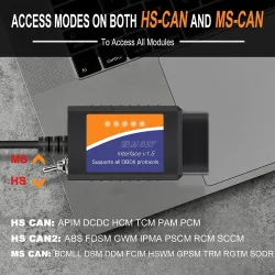 ELM327 - USB V1.5 - med HS / MS CAN switch - FORSCAN OBD2 scanner - USB adapter - kodläsare