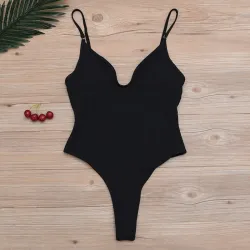 Baño y ropaBañador sexy de una pieza - canalé - escote pronunciado - con push up