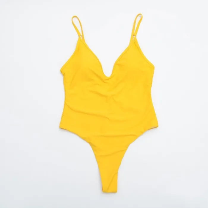 Costume intero sexy - coste - scollo profondo - con push up