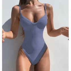 Baño y ropaBañador sexy de una pieza - canalé - escote pronunciado - con push up