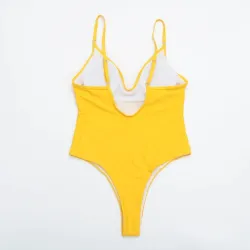 Costume intero sexy - coste - scollo profondo - con push up