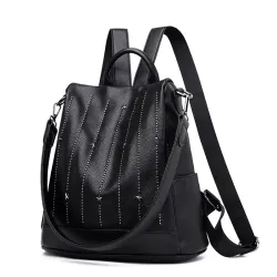 MochilasMochila de moda - antirrobo - cuero - remaches estrellas - gran capacidad