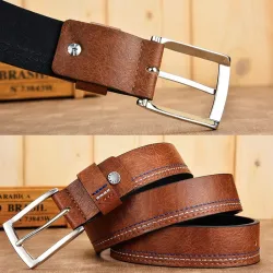 Ceinture en cuir véritable à la mode - avec une boucle ardillon
