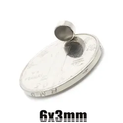 N35 - neodymmagnet - rund skive - 6mm * 3mm - 100 stk.